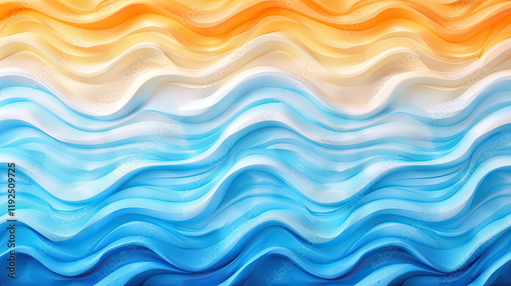 Fototapeta premium Abstract wavy pattern with vibrant orange and blue gradient tones