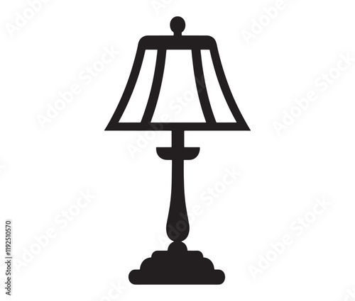 Lamp isolated on white background, Silhouette table lamp icon