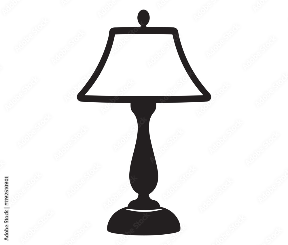 Obraz premium Lamp isolated on white background, Silhouette table lamp icon