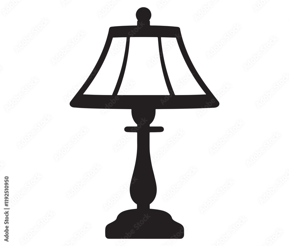 Obraz premium Lamp isolated on white background, Silhouette table lamp icon