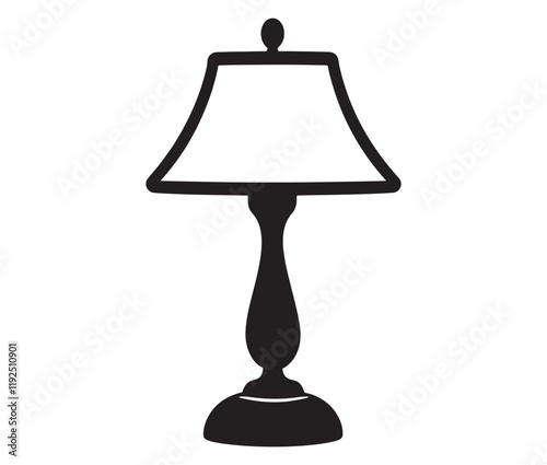 Lamp isolated on white background, Silhouette table lamp icon