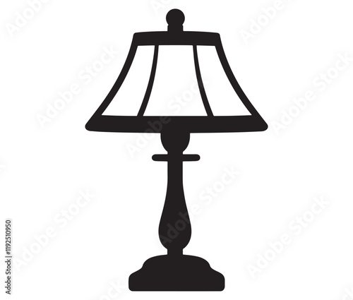 Lamp isolated on white background, Silhouette table lamp icon