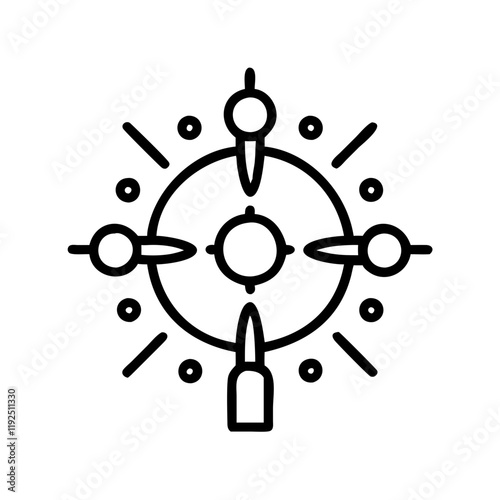 Illuminated sacred circle, spiritual energy, esotericism, minimalist icon
