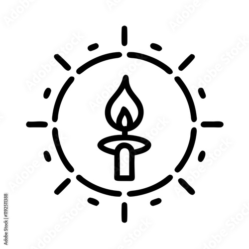 Illuminated sacred circle, candle light, esotericism, minimalist icon
