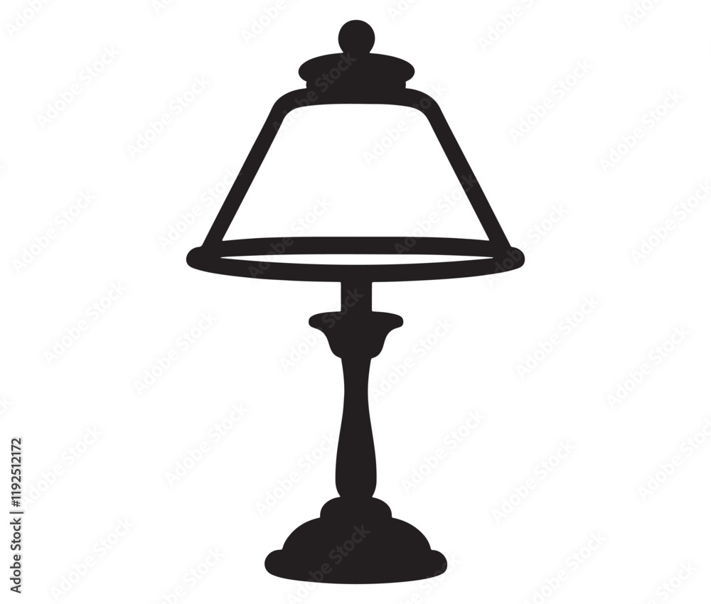 Lamp isolated on white background, Silhouette table lamp icon Lamp isolated on white background, Silhouette table lamp icon