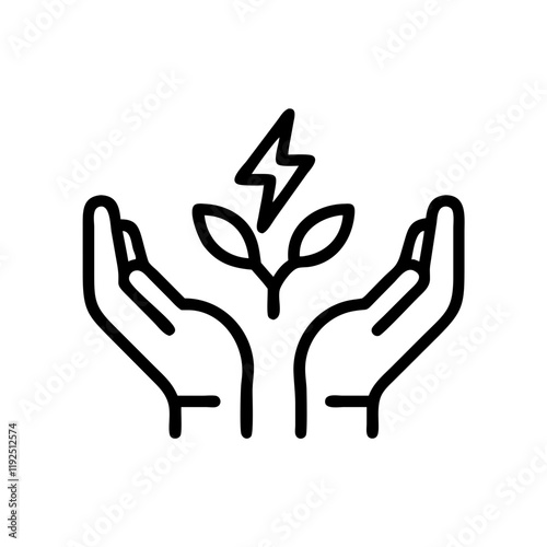 Energy hands in fog, nurturing plants, esotericism, minimalist icon

