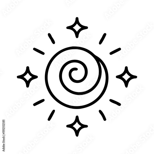 Sacred glowing spiral, mystical energy, esotericism, minimalist icon
