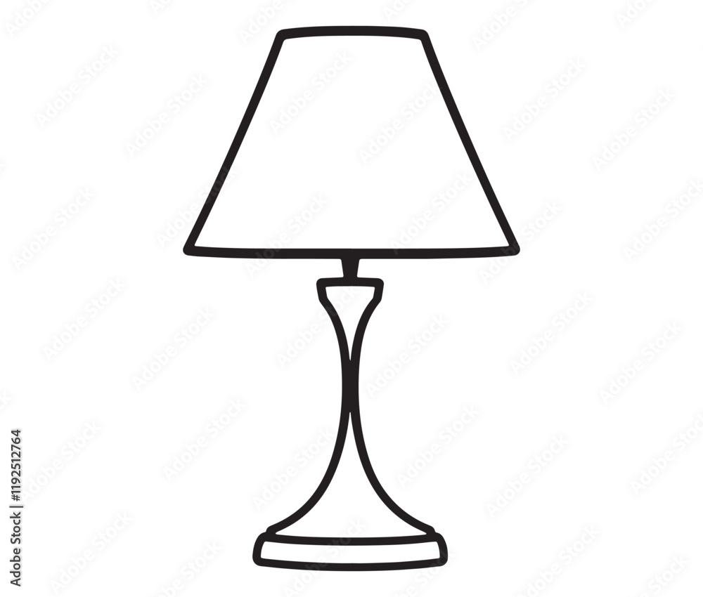 Lamp isolated on white background, Silhouette table lamp icon Lamp isolated on white background, Silhouette table lamp icon