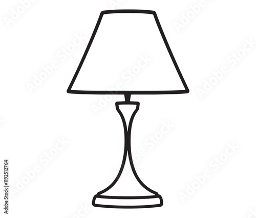 Lamp isolated on white background, Silhouette table lamp icon