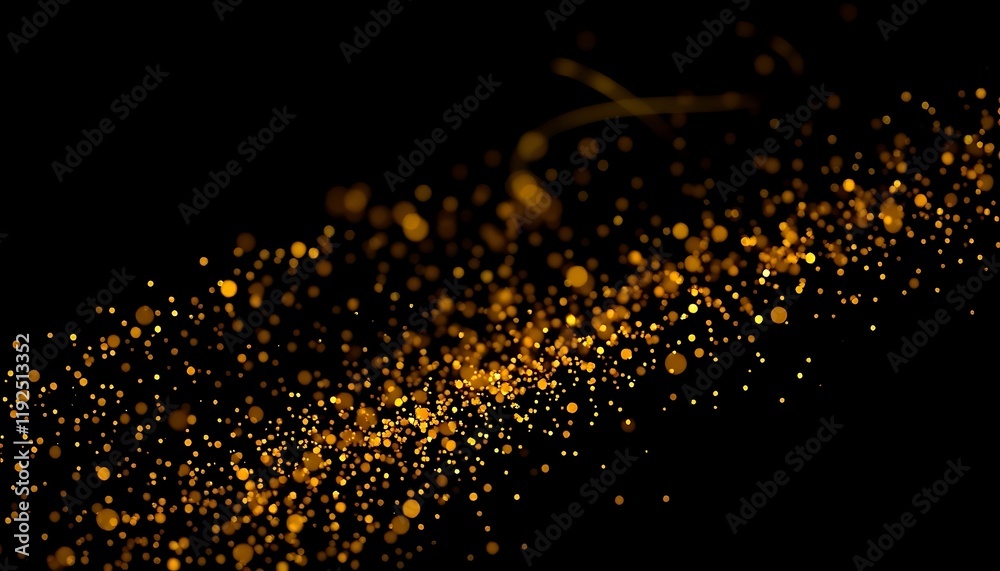 Abstract background with golden glitter bokeh lights