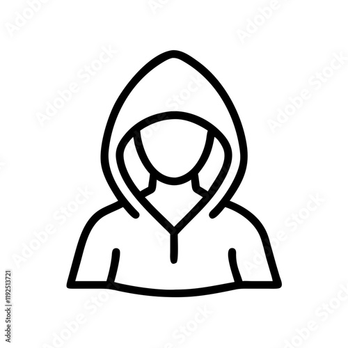 Man in a hoodie, minimalist icon representing urban style and anonymity.
