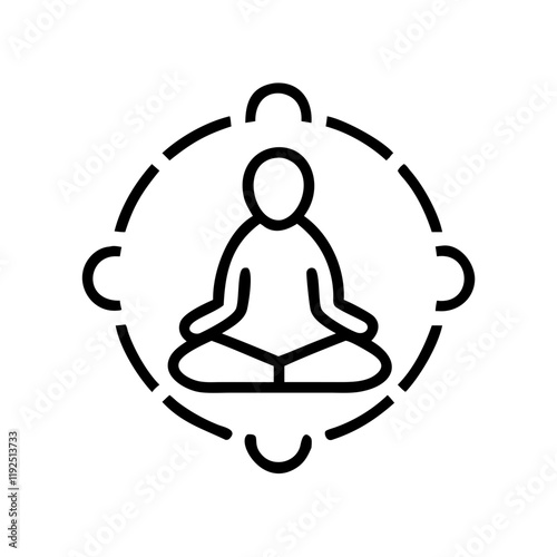 Spiritual meditation icon, calm atmosphere, esotericism, circular design
