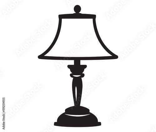 Lamp isolated on white background, Silhouette table lamp icon