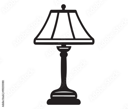 Lamp isolated on white background, Silhouette table lamp icon