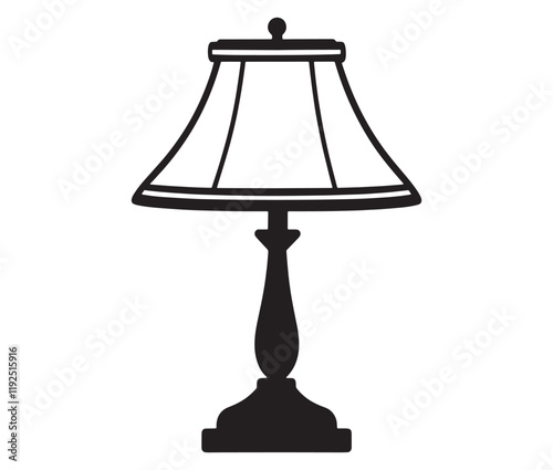 Lamp isolated on white background, Silhouette table lamp icon