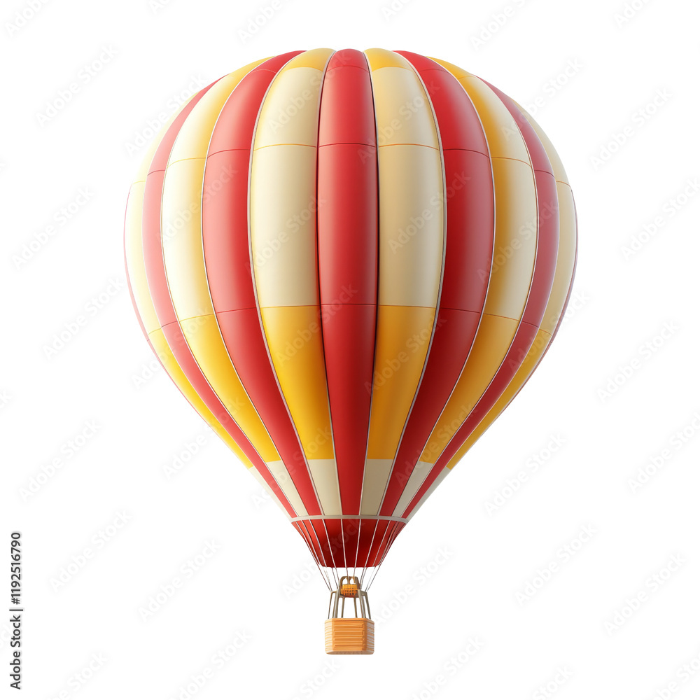 Fototapeta premium Colorful Hot Air Balloon with Stripes Isolated on Transparent Background for Creative Projects