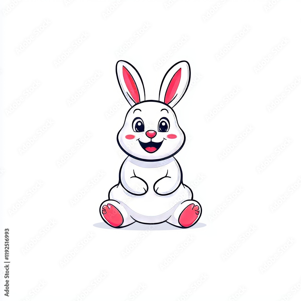 Fototapeta premium Charming cartoon bunny expressions against a white backdrop.