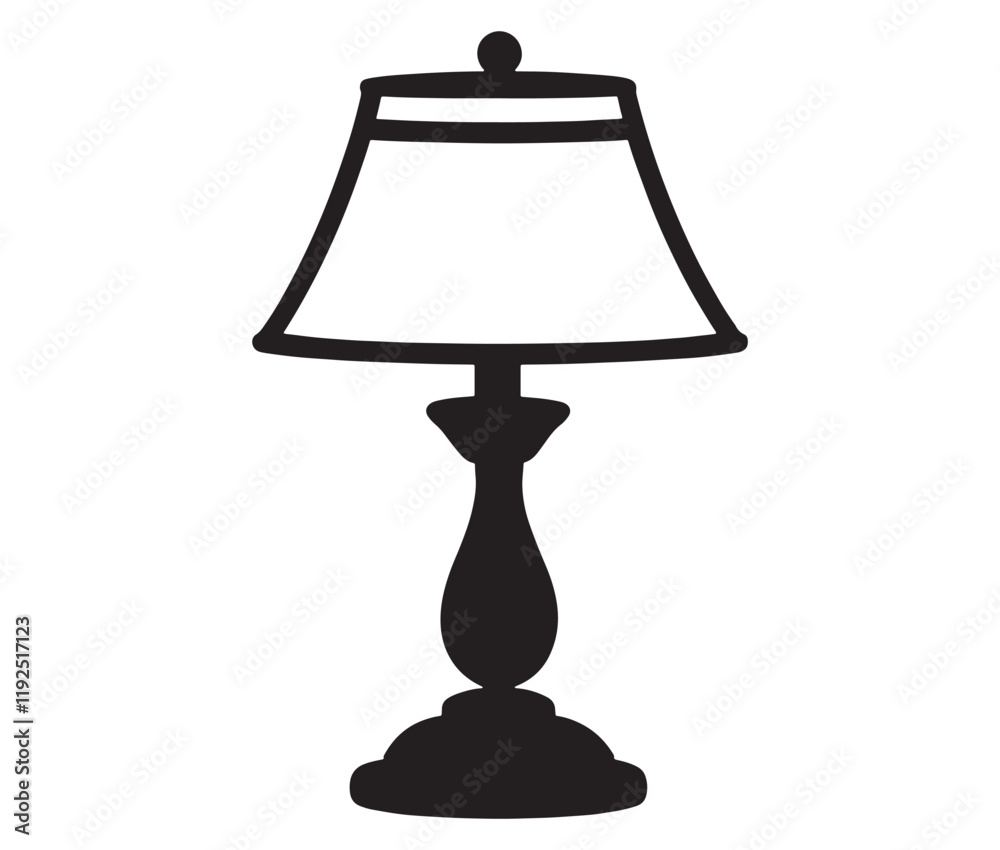 Obraz premium Lamp isolated on white background, Silhouette table lamp icon