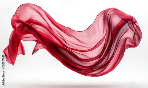 Flying Red Silk Fabric Abstract Digital Background, Generative AI