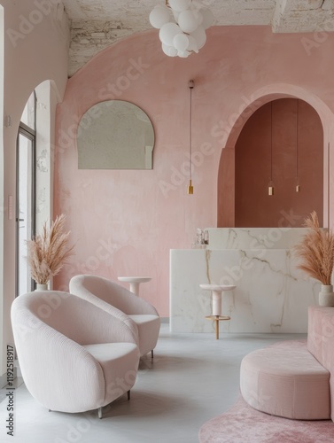 Elegant Pink Lounge with Mo...