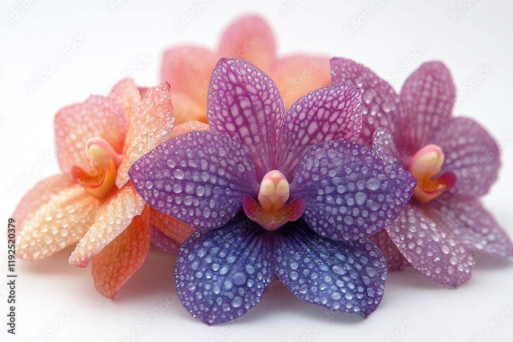 Fresh flowers with water droplets on petals, suitable for use in nature-inspired designs or as a decorative element Fresh flowers with water droplets on petals, suitable for use in nature-inspired designs or as a decorative element