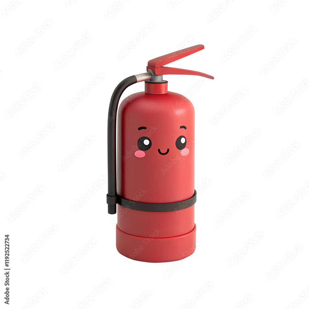 A cute icon 3d render style, A red fire extinguisher, isolated on a transparent background A cute icon 3d render style, A red fire extinguisher, isolated on a transparent background
