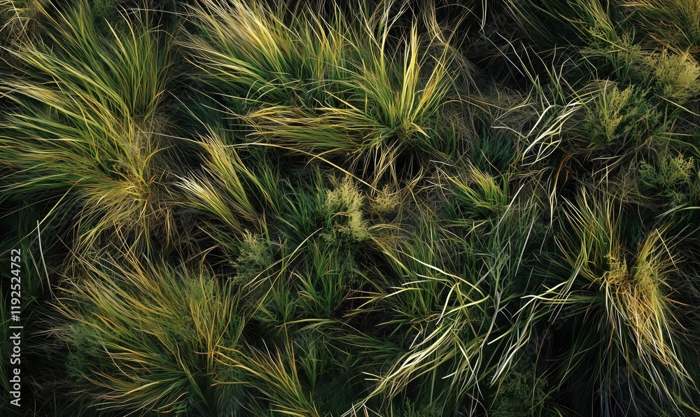 Lush Green Grass Texture with Varied Shades and Textures, Natural Landscape Close-Up, Vibrant Foliage, Nature's Beauty