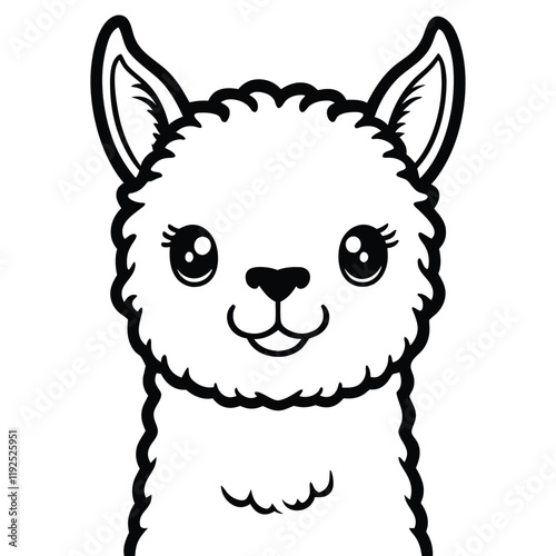  cute alpaca outline vector design 