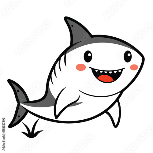  cute shark vector design for coloring book 