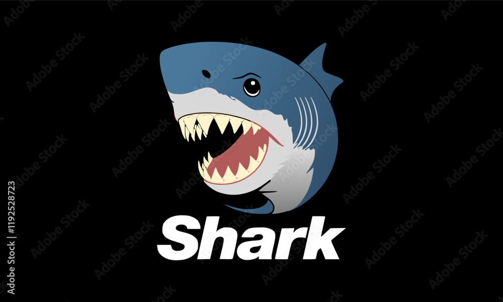 Fototapeta premium ANGRY SHARK, AGGRESSIVE, DEEP SEA, BRUTAL, JAWS,