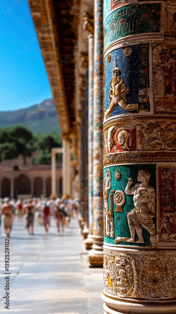 Fototapeta premium Exploring Ancient Roman Architecture Roman City High-Resolution DSLR Image Urban Environment Close-Up View High Fidelity
