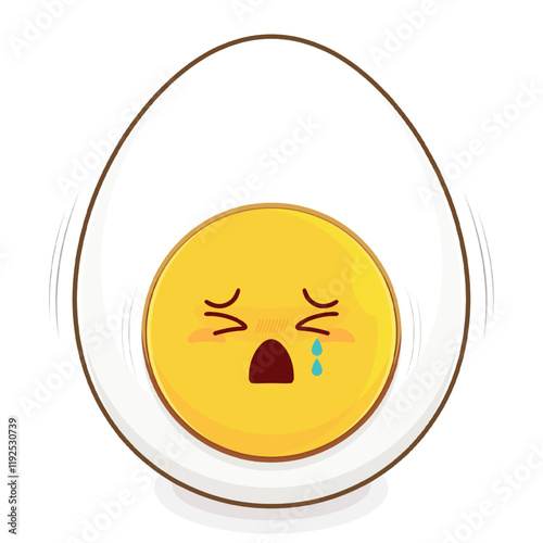 egg boiled crying face cartoon cute