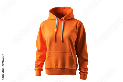 Simple orange hoodie for women on PNG background.