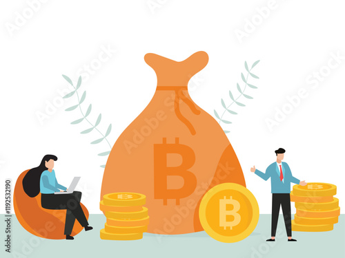 Business using laptop and smartphone for online funding and making investments for bitcoin. Digital Money. Cryptocurrency Investment Concept.