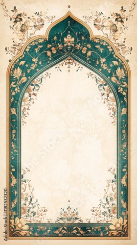 Traditional Mughal Wedding Card Design, Invitation template