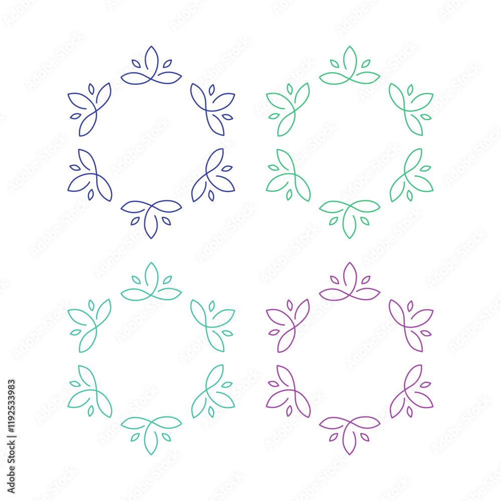 Naklejka premium BOTANICAL BIO ECO NATURAL PRODUCT SIGN SYMBOL LOGO VECTOR ISOLATED ON WHITE