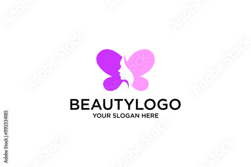 Beautiful Butterfly logo and a woman's face inside with a Pink and Purple Profile