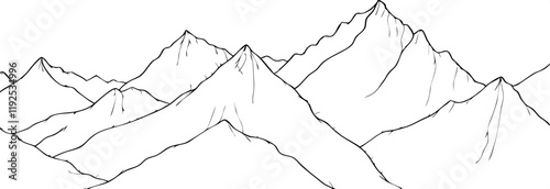 A mountain-drawn background vector. Minimal landscape art with line art, and contouring. Abstract art wallpaper illustration for prints, Decoration, interior decor, wall art, and canvas prints.