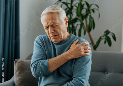 Elderly Man Experiencing Shoulder Pain