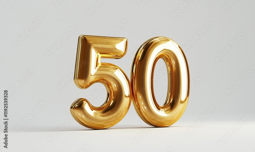 Golden number 50, shiny metallic finish, modern design, perfect for celebrations, anniversaries, or milestone events Golden number 50, shiny metallic finish, modern design, perfect for celebrations, anniversaries, or milestone events