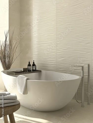 Modern bathroom with wave t...