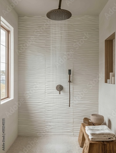Modern spa shower with text...