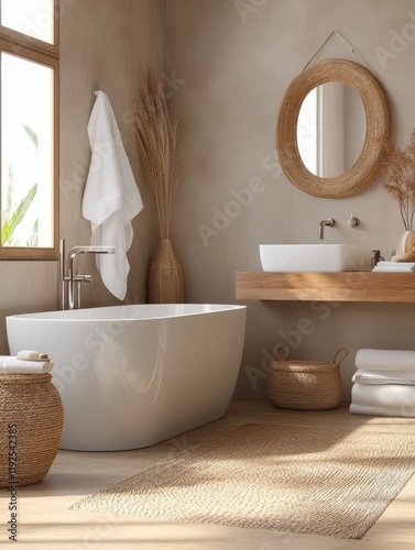 Modern Beige Bathroom With ...