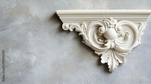 Elegant White Ornate Wall Decor Element photo