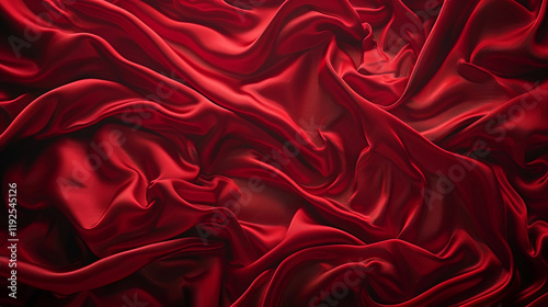 Luxurious waves of red silk cascade in an elegant dance, capturing the essence of opulence and sophistication