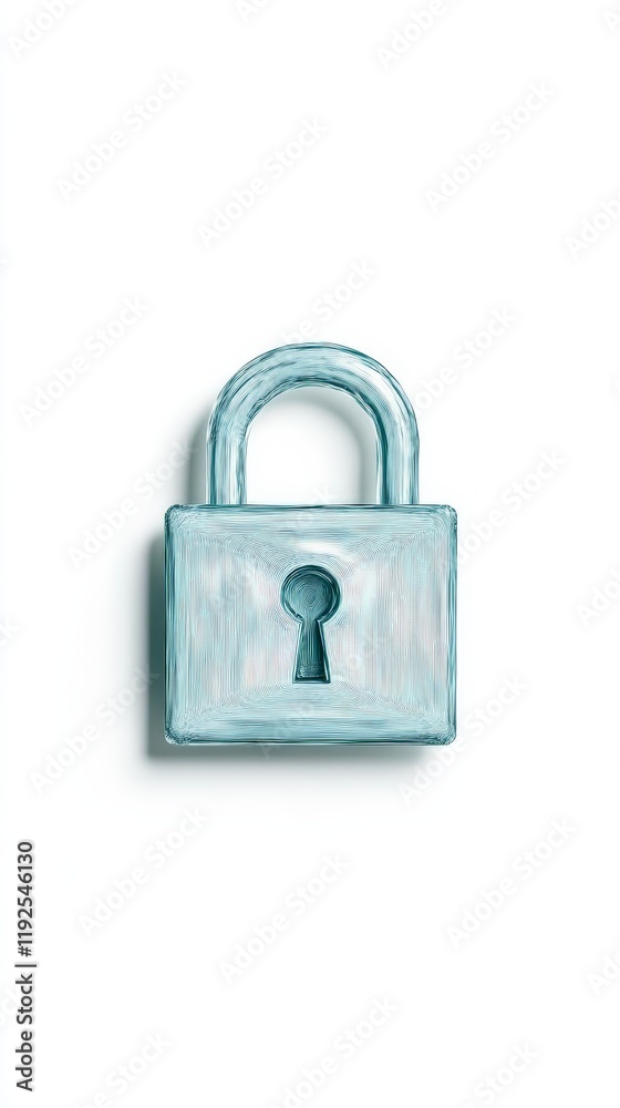 Fototapeta premium High security steel padlock with a reflective metallic finish on a white background representing data privacy and cybersecurity in modern technology sectors