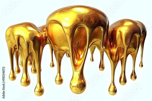 Golden Dripping Liquid Sculptures Artistry Creativity Unique Design Texture