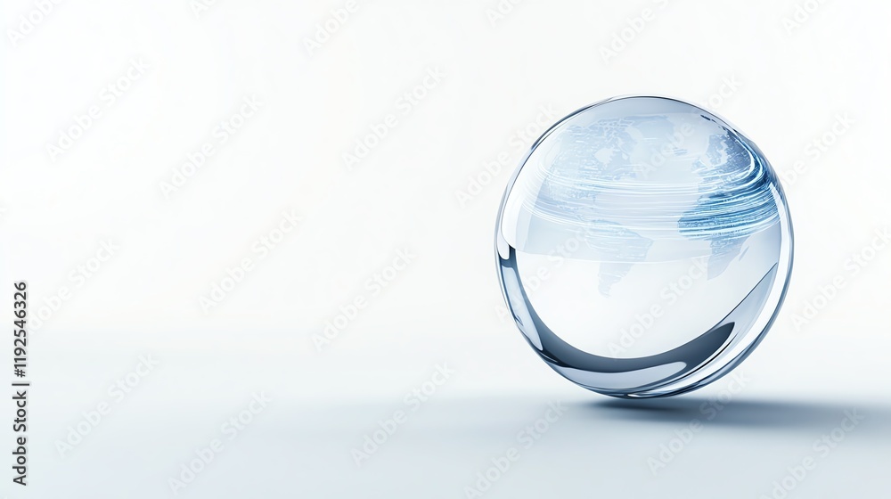 A 3D holographic tech display, spinning globe with data streams, UV and silver hues, isolated on white background