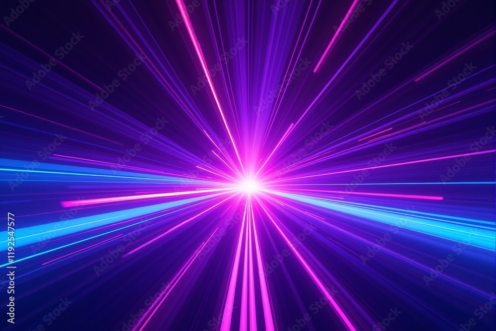 Obraz premium Abstract Neon Light Speed Purple Pink Blue Rays Burst Energy Futuristic Background