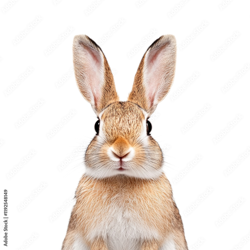 Fototapeta premium cute rabbit with long ears and soft fur, looking directly at camera